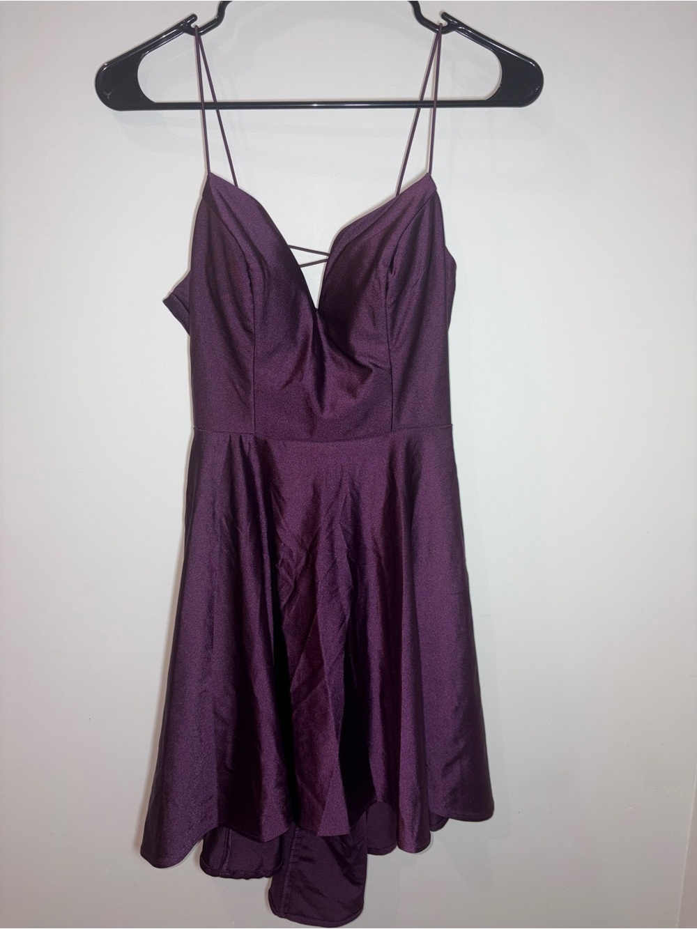 City Studio Plum Strapless A-Line Dress with Spaghetti Straps